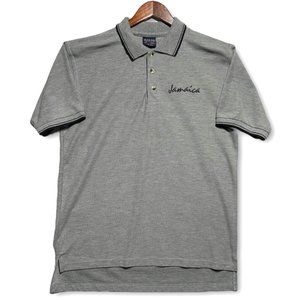 Vtg Island Polo Pre-Shrunk Men's Shirt Size Large Jamaica Logo 100% Super Cotton